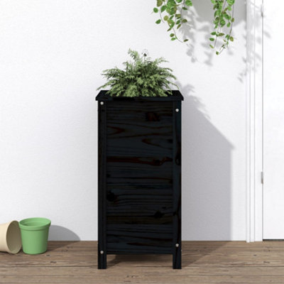 Berkfield Garden Planter Black 40x40x78 cm Solid Wood Pine