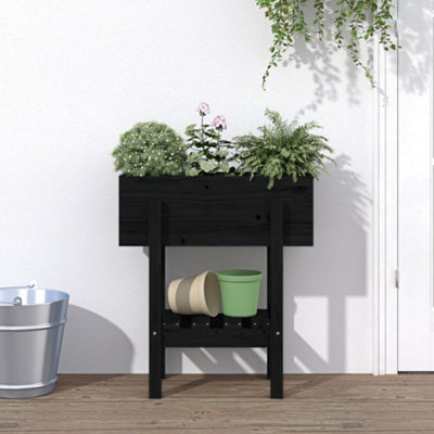 Berkfield Garden Planter Black 62x30x69 cm Solid Wood Pine