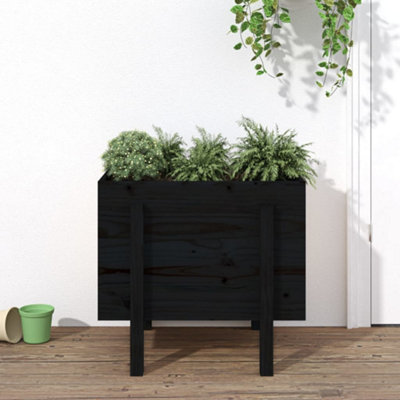 Berkfield Garden Planter Black 62x50x57 cm Solid Wood Pine