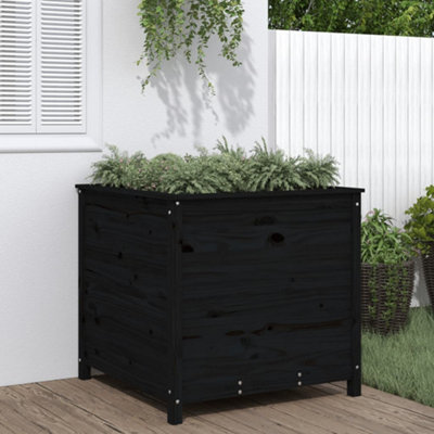 Berkfield Garden Planter Black 82.5x82.5x78 cm Solid Wood Pine