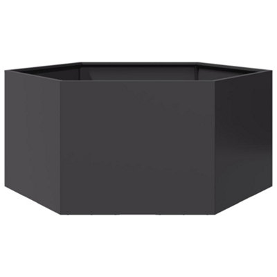 Berkfield Garden Planter Black Hexagon 104x90x45 cm Steel