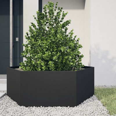 Berkfield Garden Planter Black Hexagon 138x120x45 cm Steel