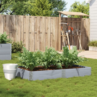 Berkfield Garden Planter Grey 150x100 cm Solid Wood Pine