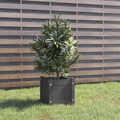 Berkfield Garden Planter Grey 31x31x31 cm Solid Pinewood