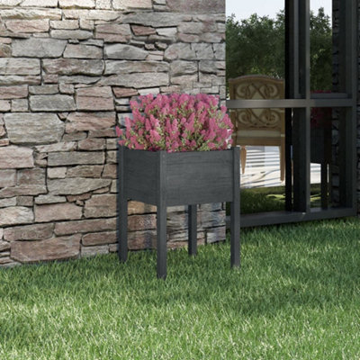 Berkfield Garden Planter Grey 50x50x70 cm Solid Pinewood