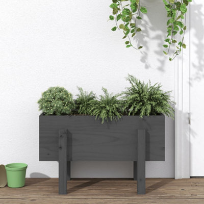 Berkfield Garden Planter Grey 62x30x38 cm Solid Wood Pine