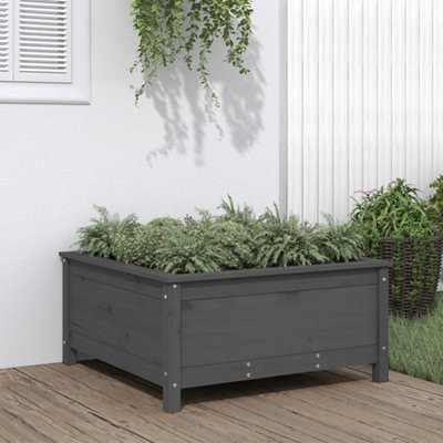 Berkfield Garden Planter Grey 82.5x82.5x39 cm Solid Wood Pine