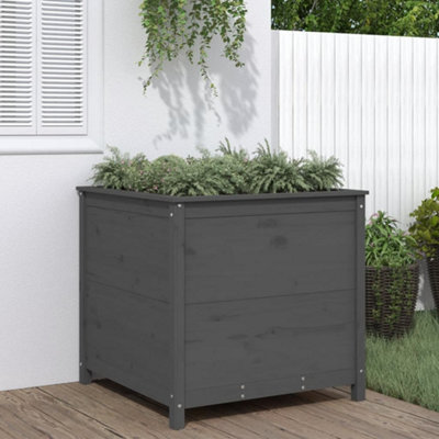 Berkfield Garden Planter Grey 82.5x82.5x78 cm Solid Wood Pine