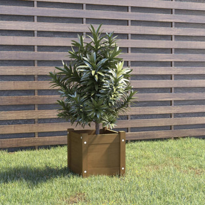 Berkfield Garden Planter Honey Brown 31x31x31 cm Solid Pinewood