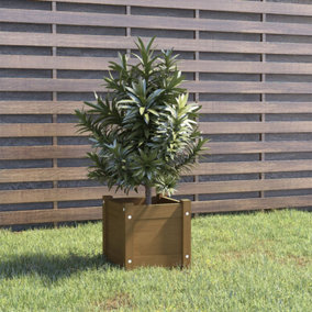 Berkfield Garden Planter Honey Brown 31x31x31 cm Solid Pinewood