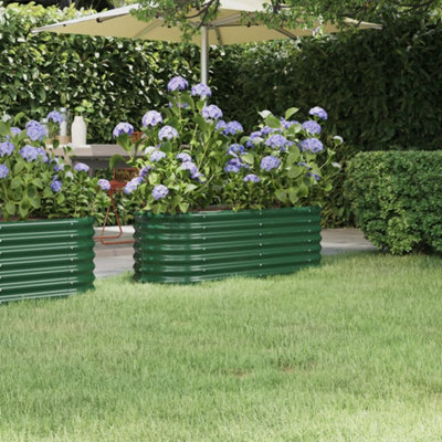 Berkfield Garden Planter Powder-coated Steel 114x40x36 cm Green