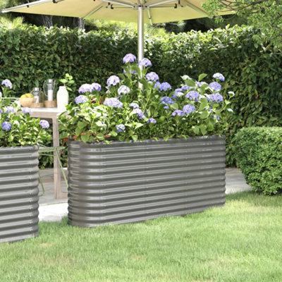 Berkfield Garden Planter Powder-coated Steel 152x40x68 cm Grey