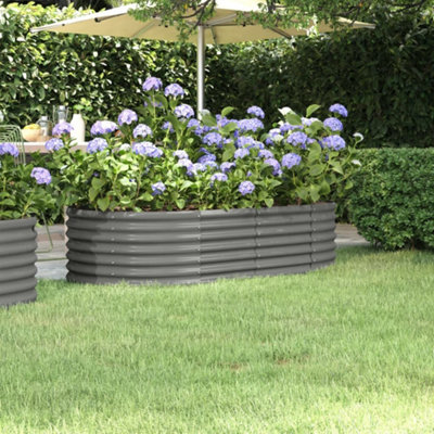 Berkfield Garden Planter Powder-coated Steel 152x80x36 cm Grey | DIY at B&Q