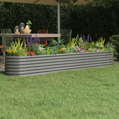 Berkfield Garden Planter Powder-coated Steel 260x40x36 cm Grey