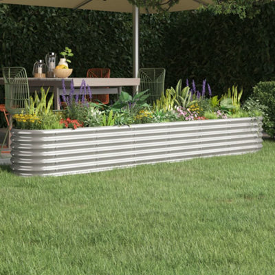 Berkfield Garden Planter Powder-coated Steel 260x40x36 cm Silver