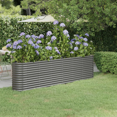 Berkfield Garden Planter Powder-coated Steel 260x40x68 cm Grey