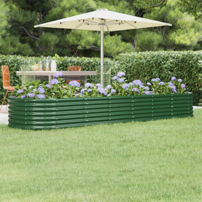 Berkfield Garden Planter Powder-coated Steel 296x80x36 cm Green