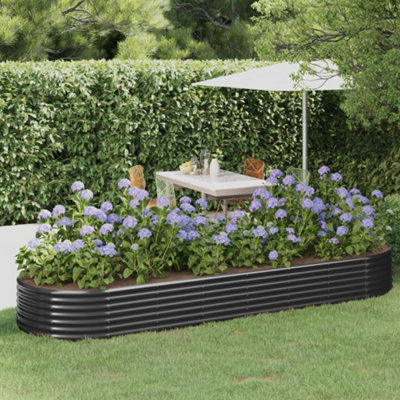 Berkfield Garden Planter Powder-coated Steel 322x100x36 cm Anthracite