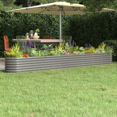 Berkfield Garden Planter Powder-coated Steel 332x40x36 cm Grey