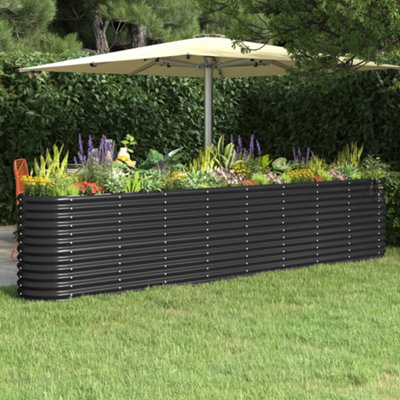 Berkfield Garden Planter Powder-coated Steel 332x40x68 cm Anthracite