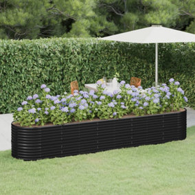 Berkfield Garden Planter Powder-coated Steel 368x80x68 cm Anthracite