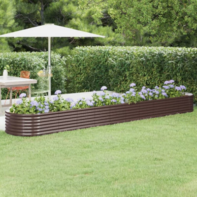 Berkfield Garden Planter Powder-coated Steel 440x80x36 cm Brown