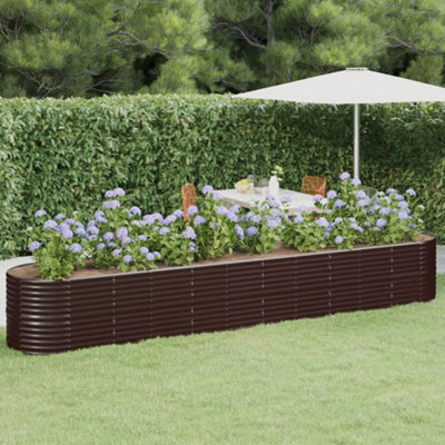 Berkfield Garden Planter Powder-coated Steel 440x80x68 cm Brown