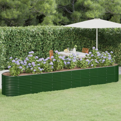 Berkfield Garden Planter Powder-coated Steel 440x80x68 cm Green