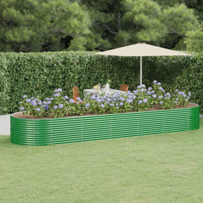 Berkfield Garden Planter Powder-coated Steel 510x140x68 cm Green