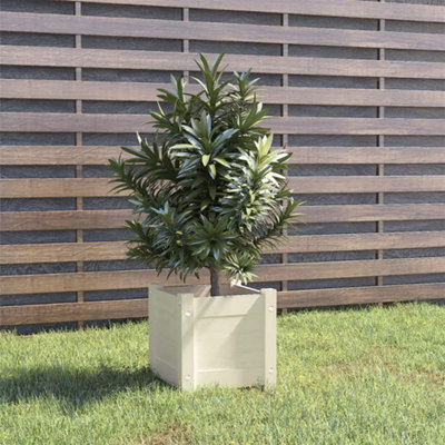 Berkfield Garden Planter White 31x31x31 cm Solid Pinewood