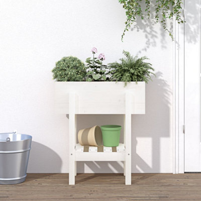 Berkfield Garden Planter White 62x30x69 cm Solid Wood Pine