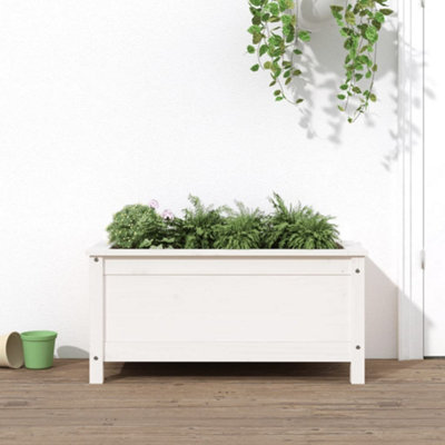 Berkfield Garden Planter White 82.5x40x39 cm Solid Wood Pine