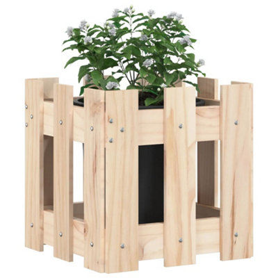 Berkfield Garden Planter with Fence Design 30x30x30 cm Solid Wood Pine