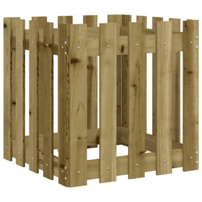 Berkfield Garden Planter with Fence Design 50x50x50 cm Impregnated Wood Pine