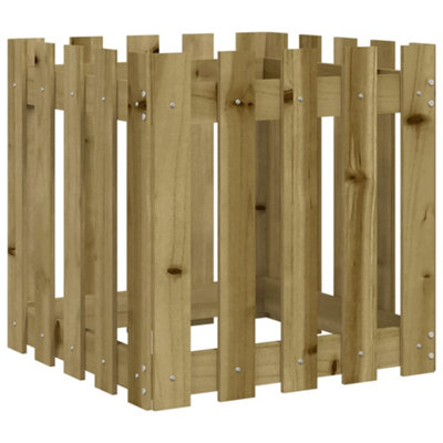 Berkfield Garden Planter with Fence Design 50x50x50 cm Impregnated Wood Pine