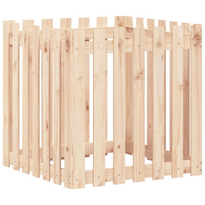 Berkfield Garden Planter with Fence Design 70x70x70 cm Solid Wood Pine