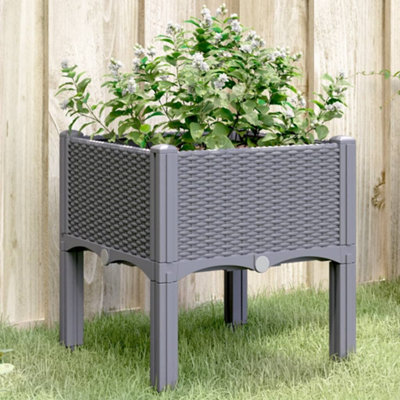 Berkfield Garden Planter with Legs Blue Grey 40x40x42 cm PP