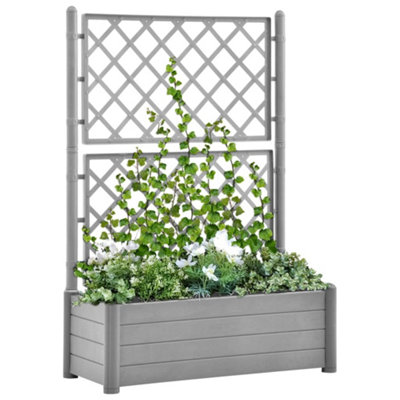 Berkfield Garden Planter With Trellis 100x43x142 Cm Pp Stone Grey Diy At Bandq 9520