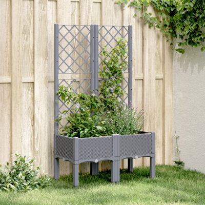 Berkfield Garden Planter with Trellis Blue Grey 80x40x142 cm PP