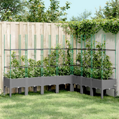 Berkfield Garden Planter with Trellis Light Grey 200x160x142.5 cm PP