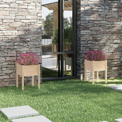 Berkfield Garden Planters 2 pcs 50x50x70 cm Solid Pinewood | DIY at B&Q