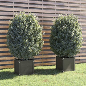 Berkfield Garden Planters 2 pcs Grey 40x40x40 cm Solid Pinewood