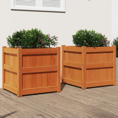 Berkfield Garden Planters 2 pcs Wax Brown Solid Wood Pine