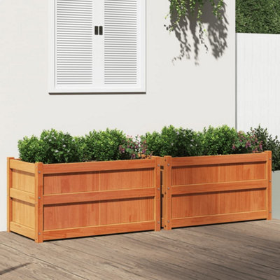 Berkfield Garden Planters 2 pcs Wax Brown Solid Wood Pine