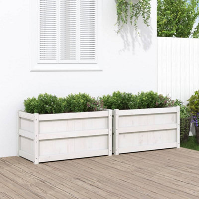 Berkfield Garden Planters 2 pcs White Solid Wood Pine