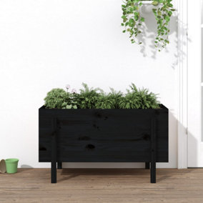 Berkfield Garden Raised Bed Black 101x50x57 cm Solid Wood Pine