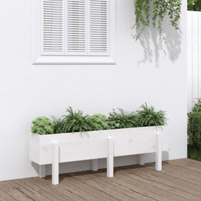 Berkfield Garden Raised Bed White 121x30x38 cm Solid Wood Pine