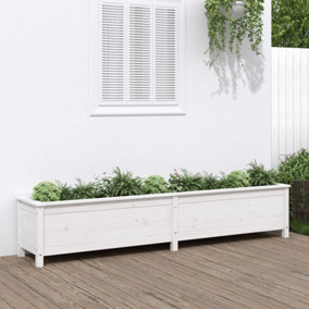Berkfield Garden Raised Bed White 199.5x40x39 cm Solid Wood Pine