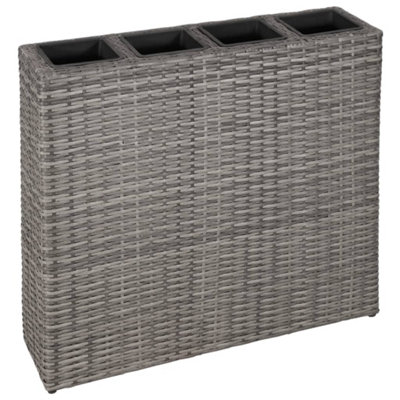 Berkfield Garden Raised Bed with 4 Pots Poly Rattan Grey