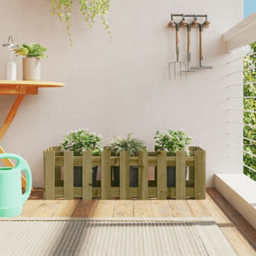 Berkfield Garden Raised Bed with Fence Design 100x30x30 cm Impregnated Wood Pine